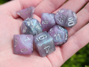Night Storm dice set - Grey Violet and white galaxy - The Wizard's Vault
