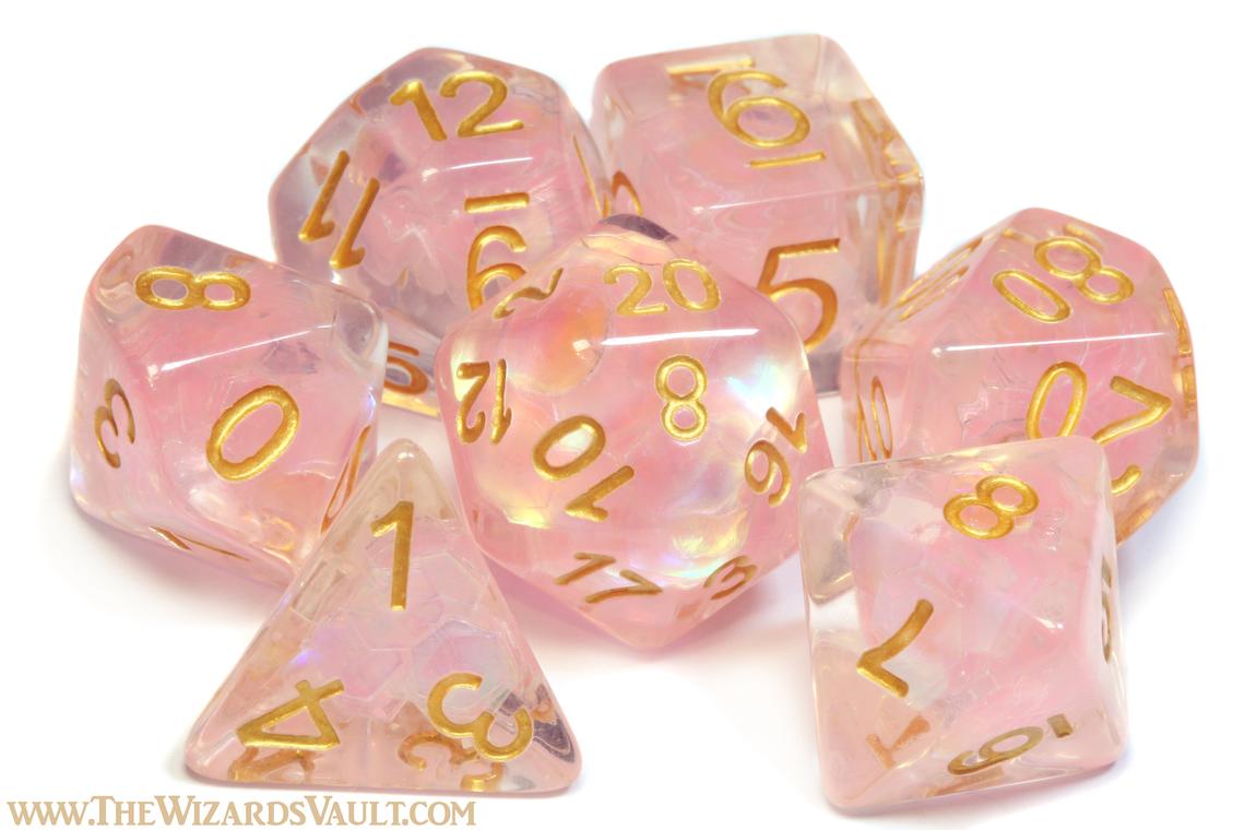 Large blush pink glitter dice set - The Wizard's Vault