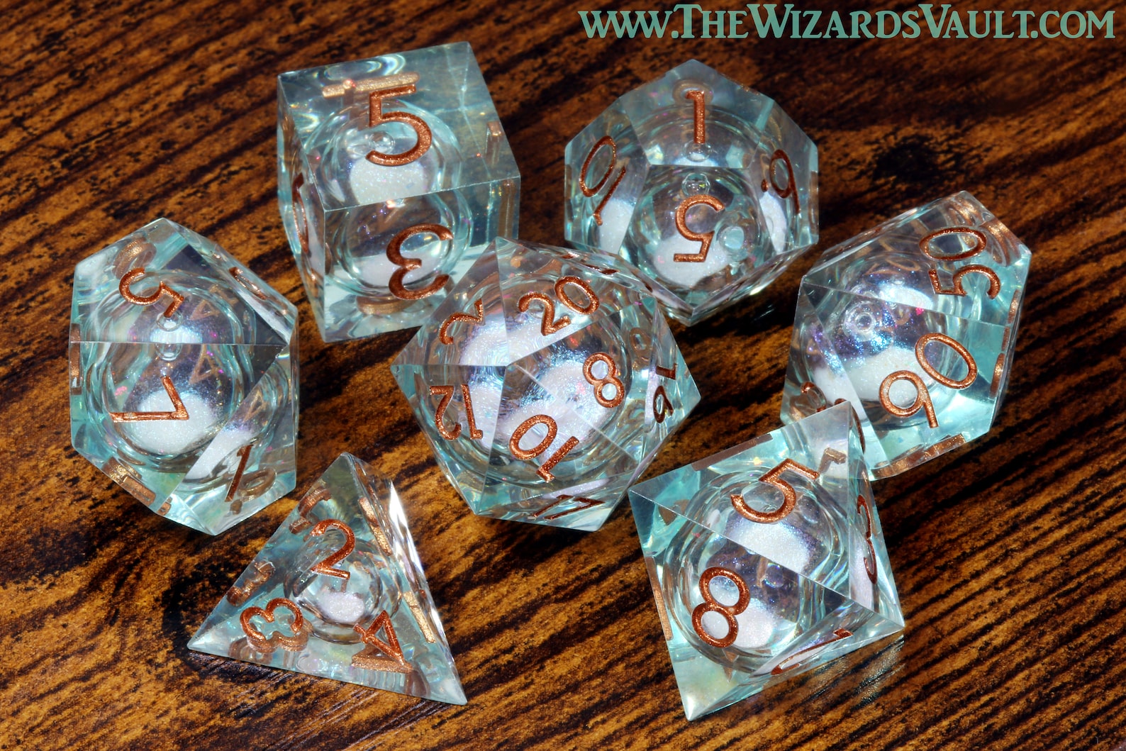 Treasure of Atlantis dice set - Liquid Core sharp edge dice - The Wizard's Vault