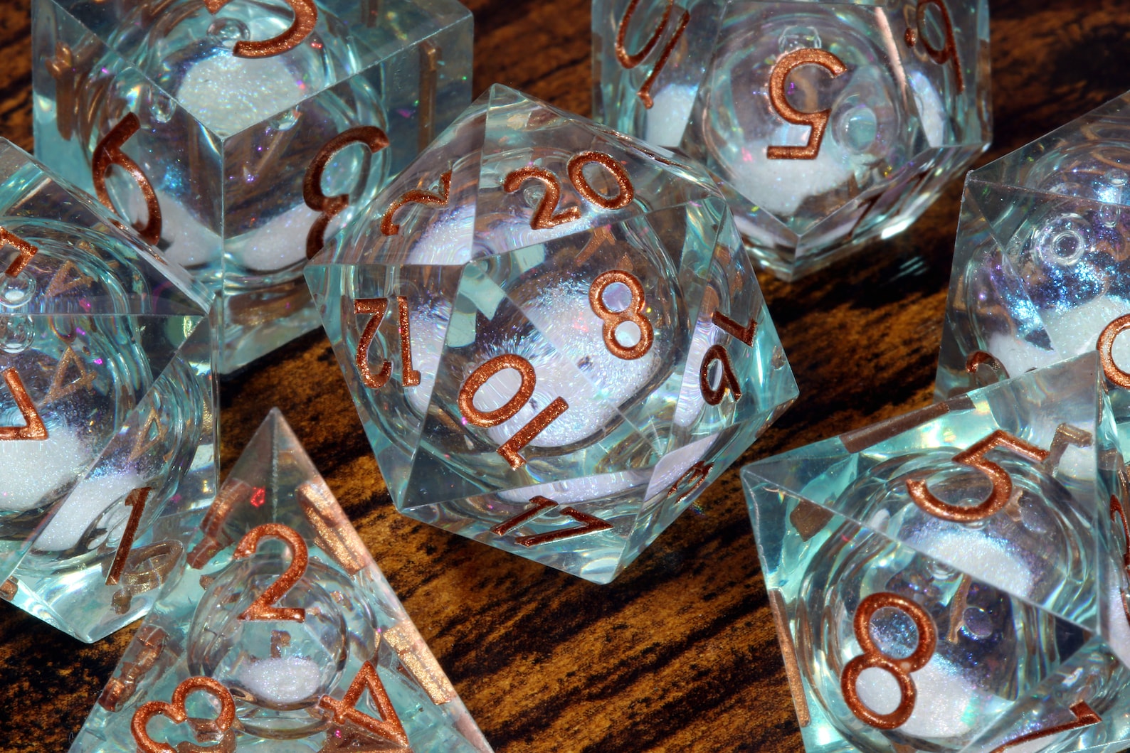 Treasure of Atlantis dice set - Liquid Core sharp edge dice - The Wizard's Vault