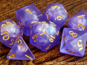 Psion's Resolve Dice Set - Purple Holographic inclusions - The Wizard's Vault