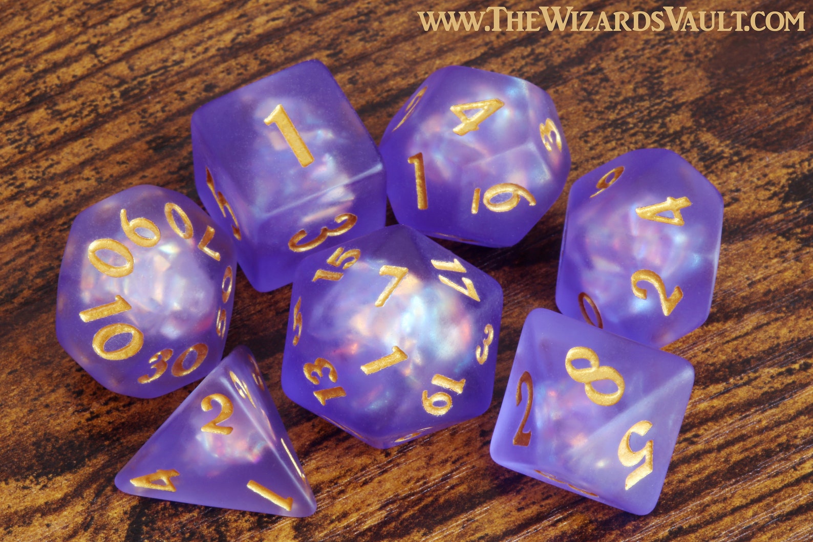 Psion's Resolve Dice Set - Purple Holographic inclusions - The Wizard's Vault