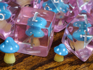 Blue Mushroom dice set - The Wizard's Vault