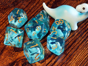 Baby diplodocus dice set, Dinosaur dice - The Wizard's Vault