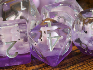 Pink Baby Triceratops dice set, Dinosaur dice - The Wizard's Vault
