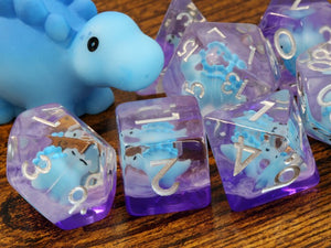 Blue Baby Stegosaurus dice set, Dinosaur dice - The Wizard's Vault