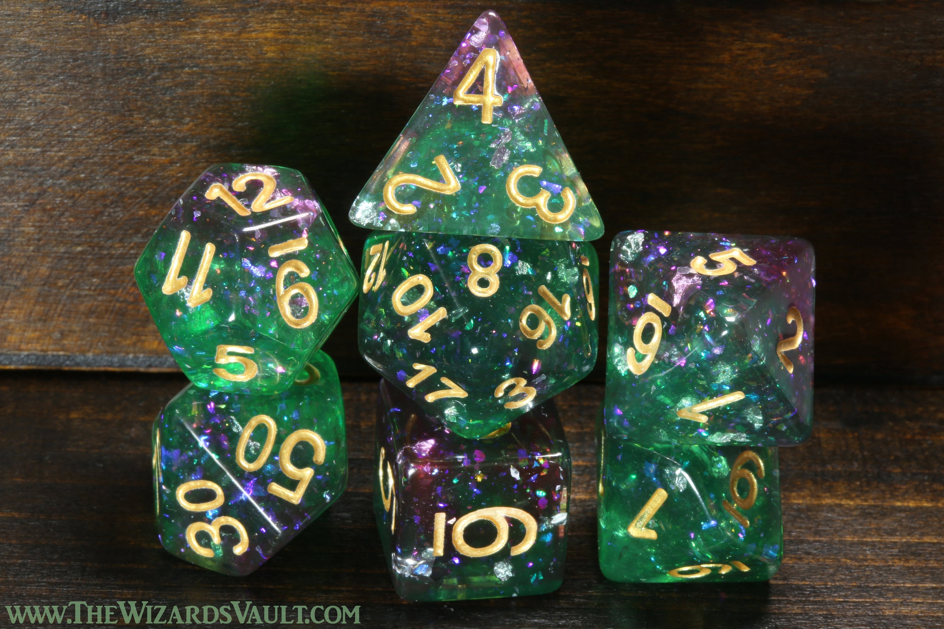 Elven dice vault and Galactic Fluorite dice set