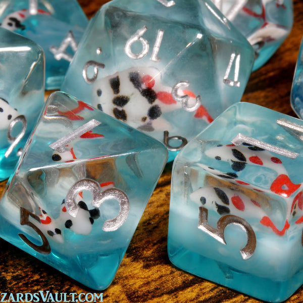 dirty wood dnd koi fish dice box Ocean Koi dice set