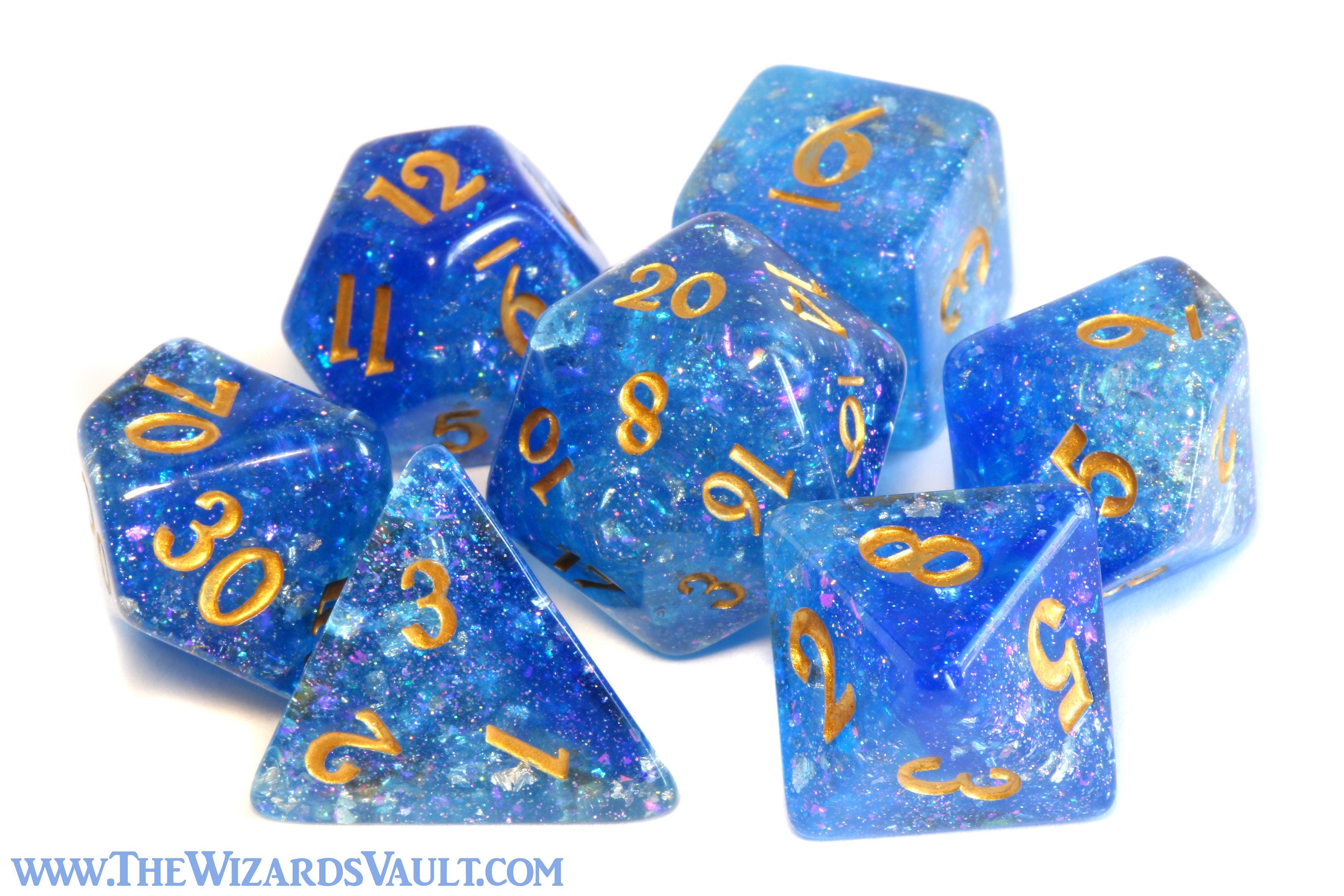 Lunar Dragon dice box with galactic Sapphire dice set