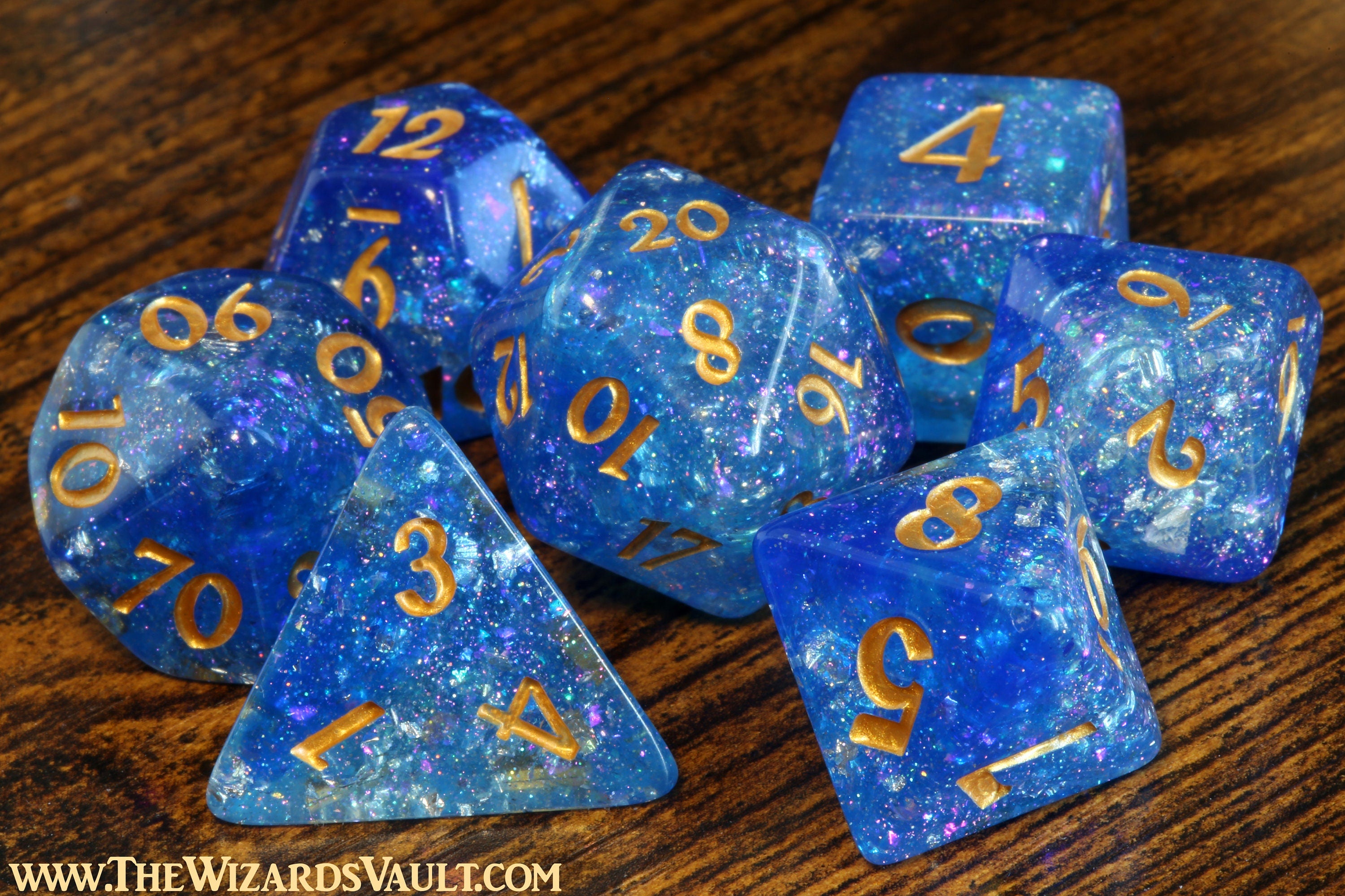 Kraken dice box with galactic Sapphire dice set