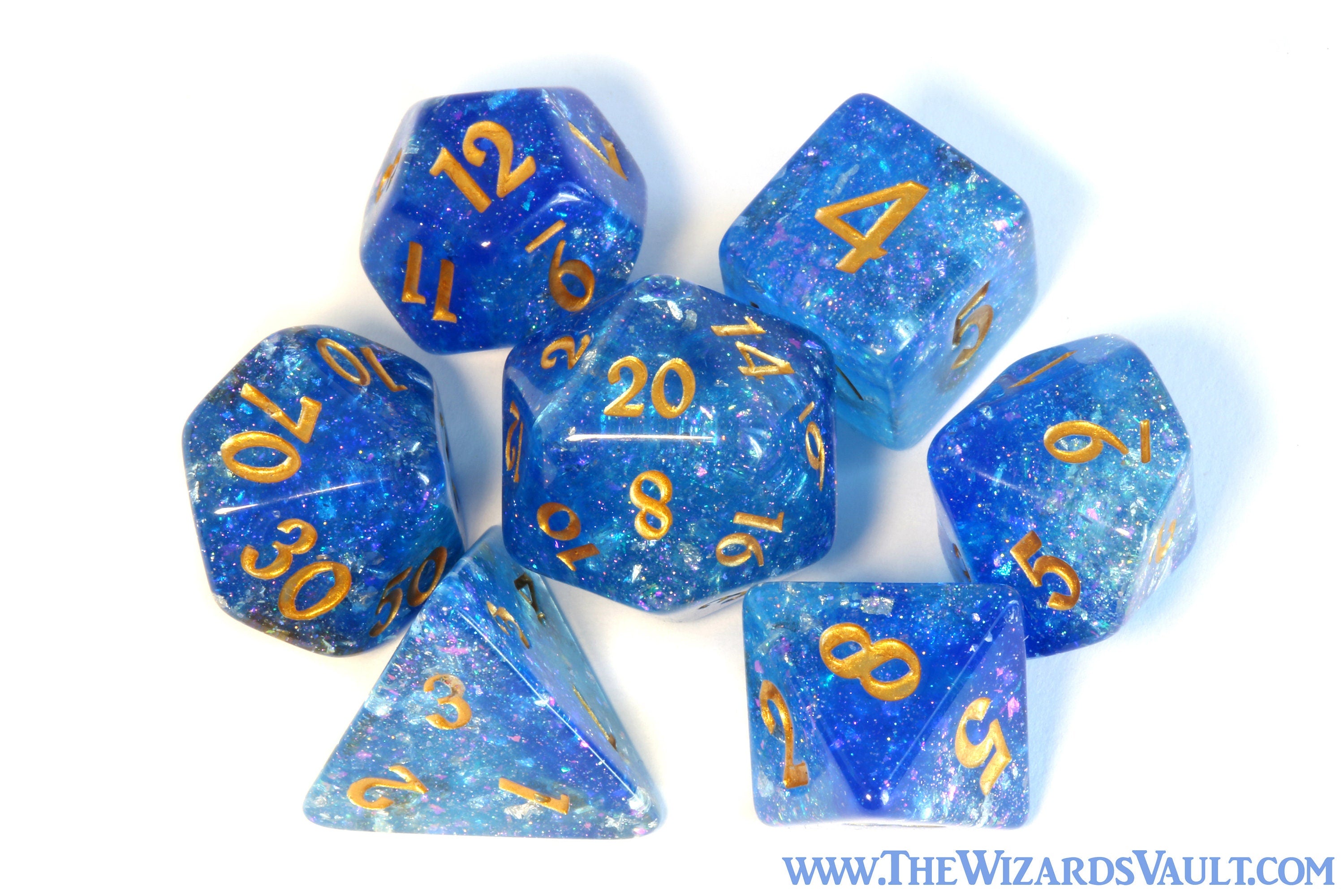 Kraken dice box with galactic Sapphire dice set