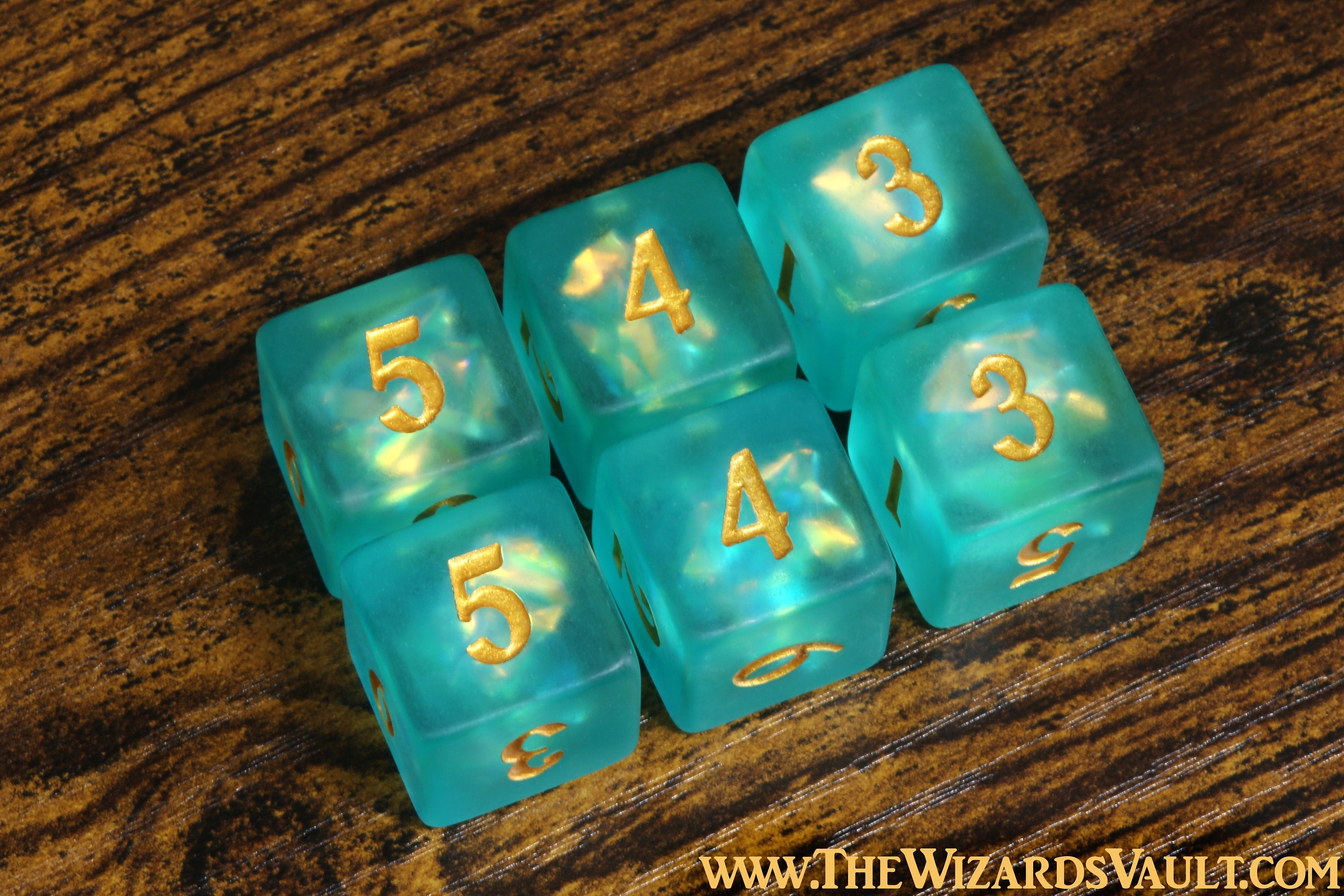 Leviathan's Soul D6 dice - Turquoise green Holographic inclusions, Frosted