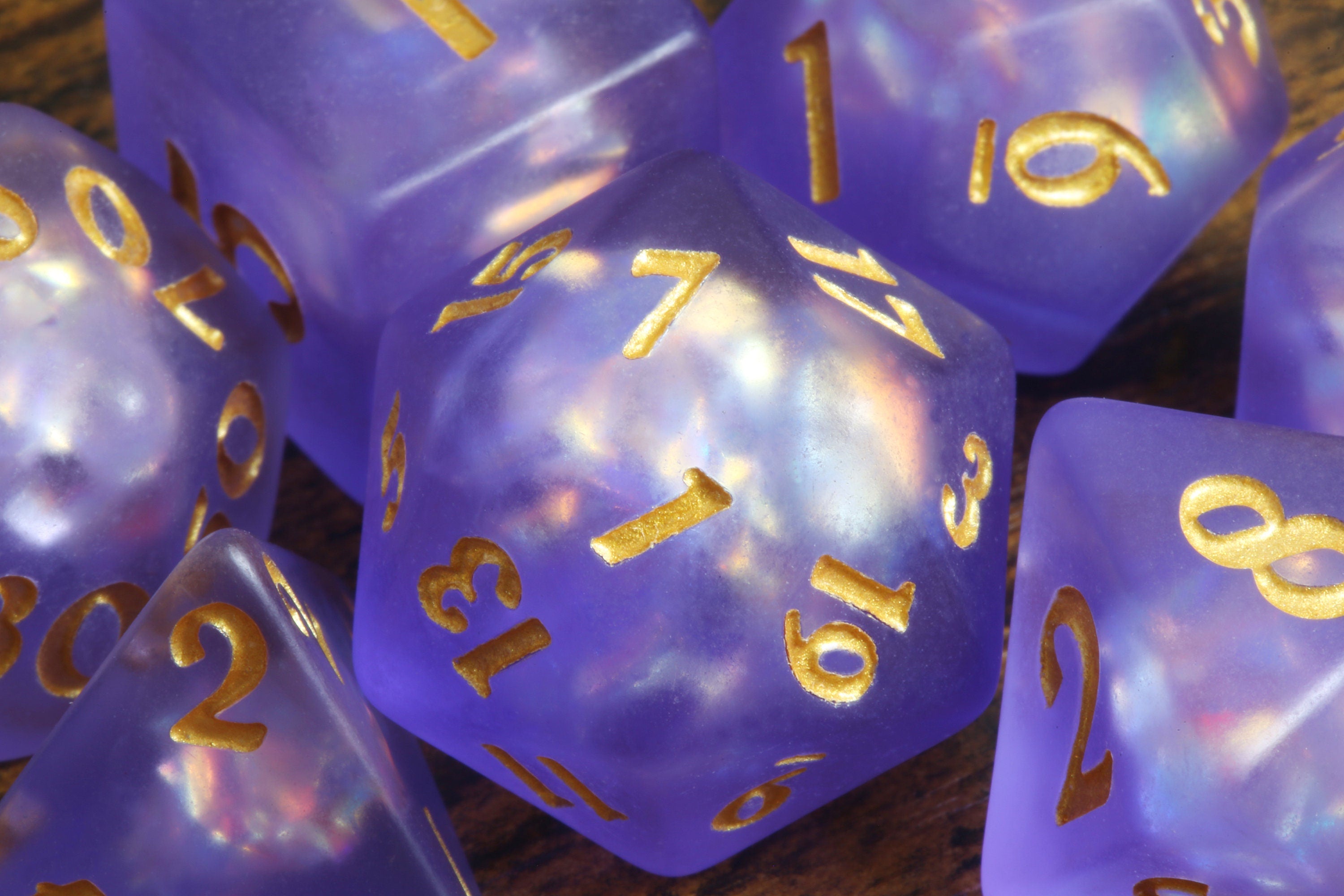Celestial dice box and dice set Set, Purple