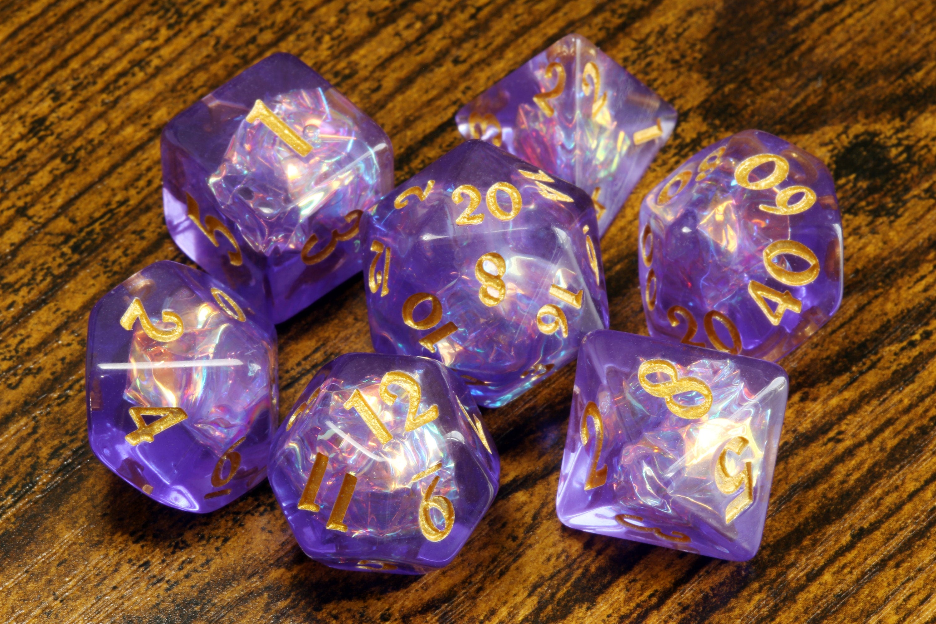 Purple and black Rose Dice Box and Mystic Opal Dice Set