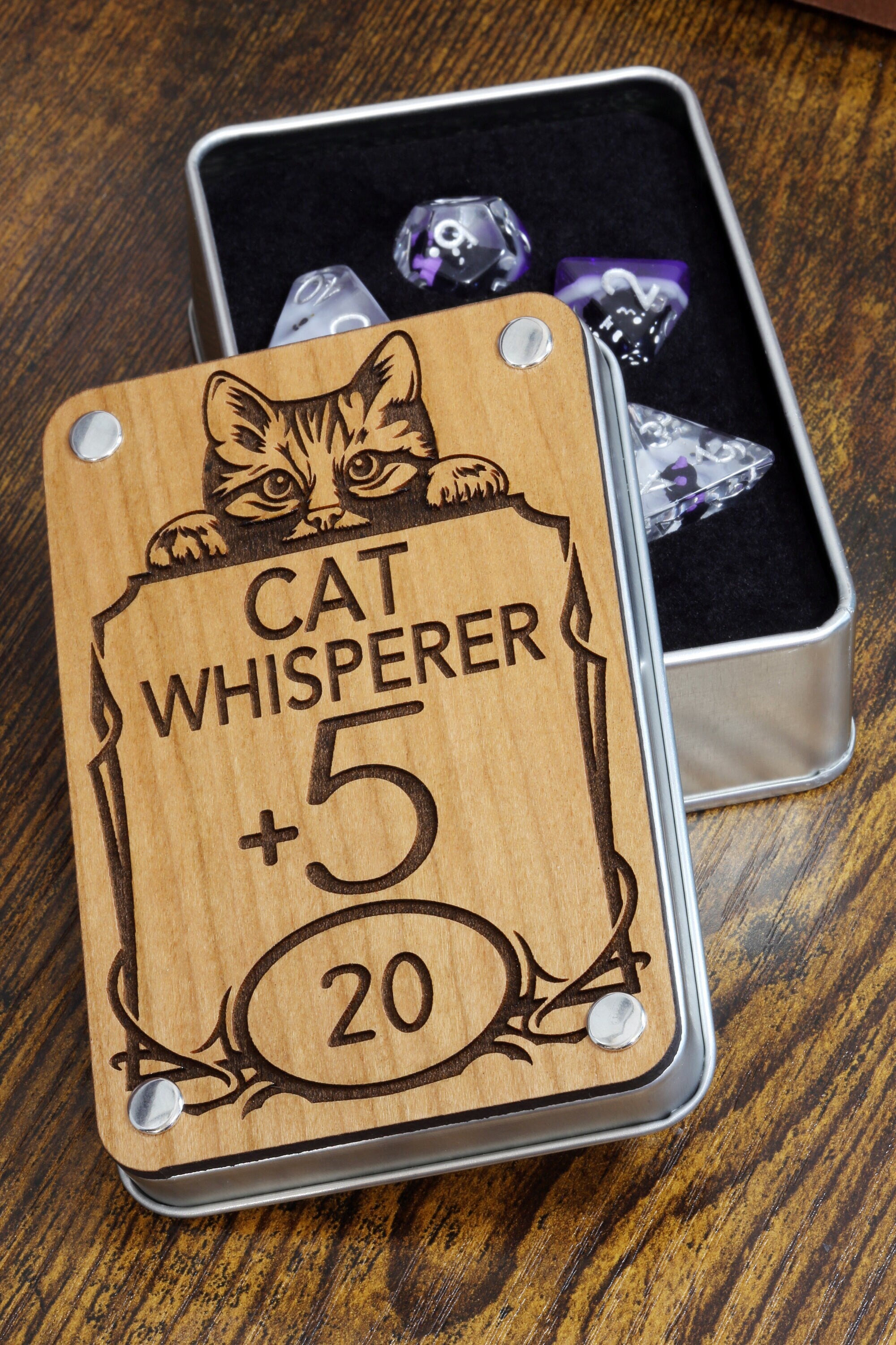 Cat whisperer dice box and Dice set