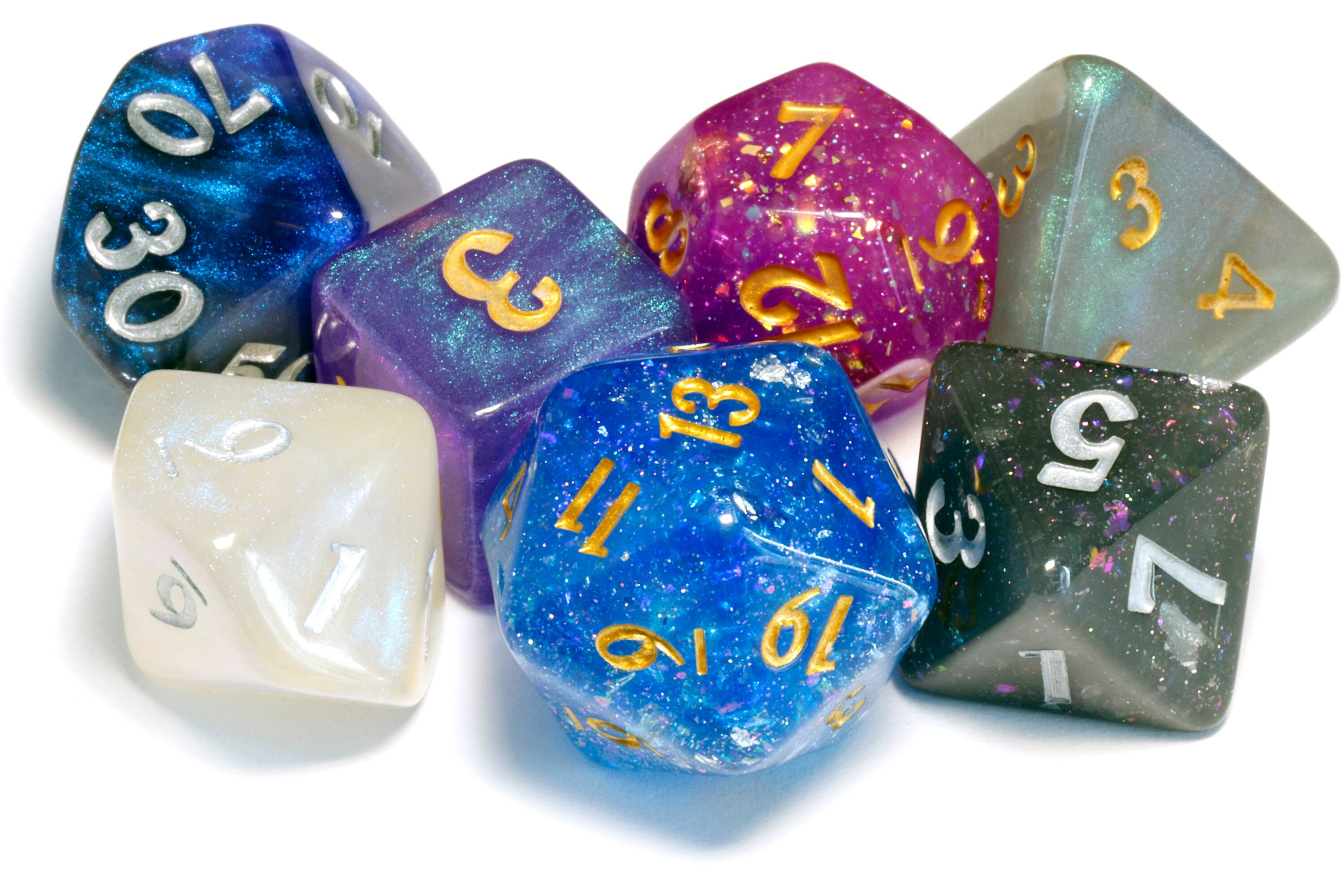 Chaos dice box and set - Mixed dice set with glitters
