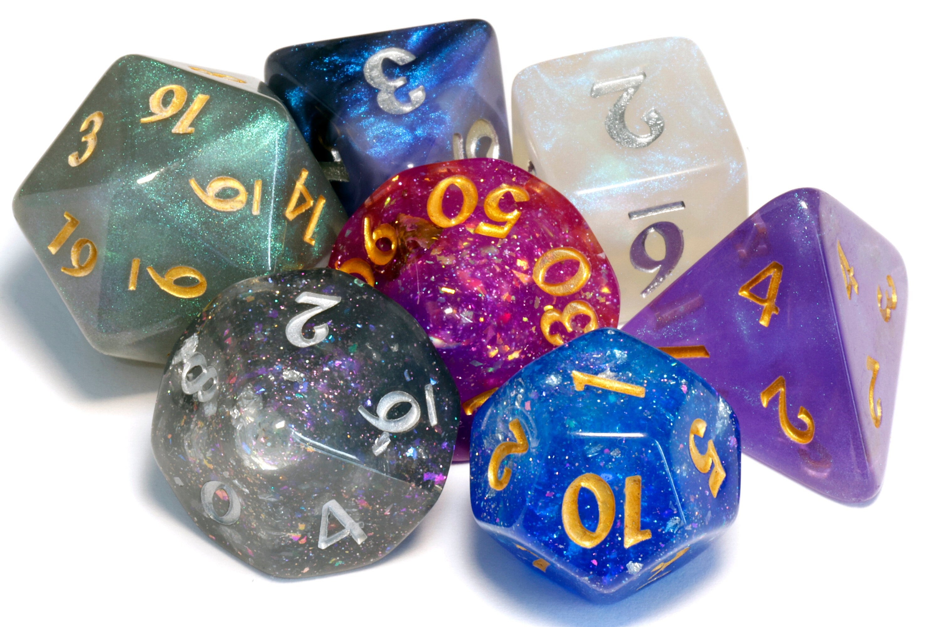 Chaos dice box and set - Mixed dice set with glitters