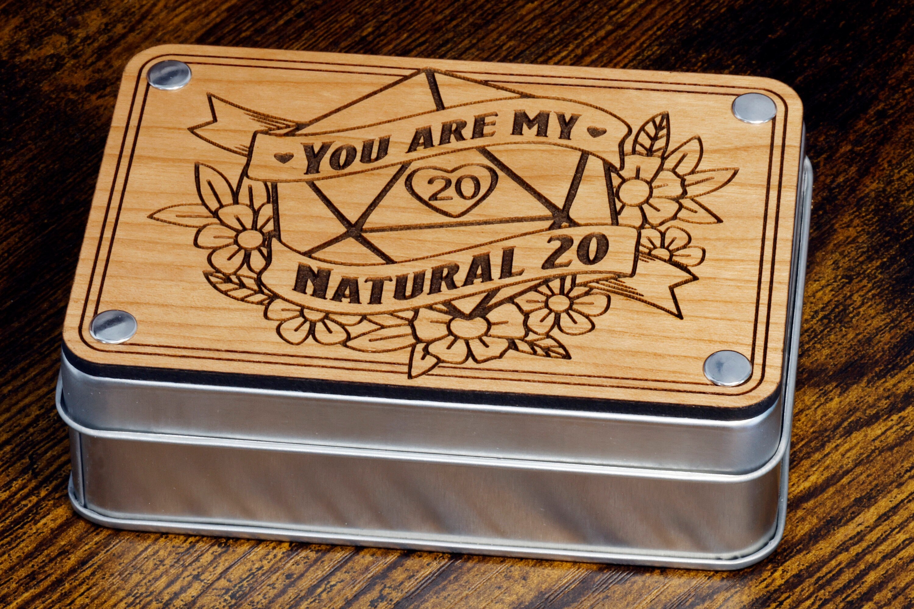 You are my natural 20 ! Floral design dice box and dice set
