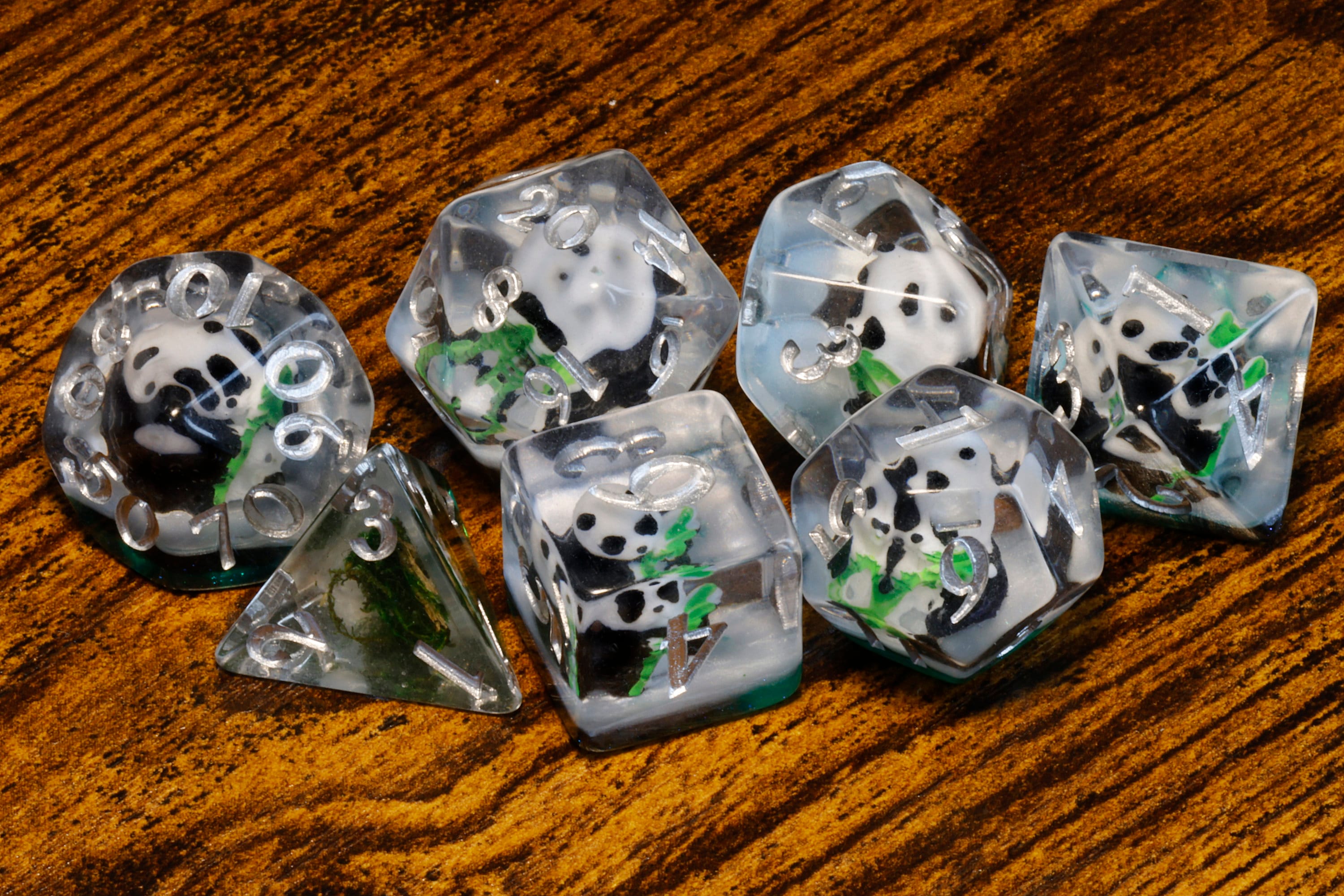 Panda dice dice set, Dungeons and dragons, Silver font