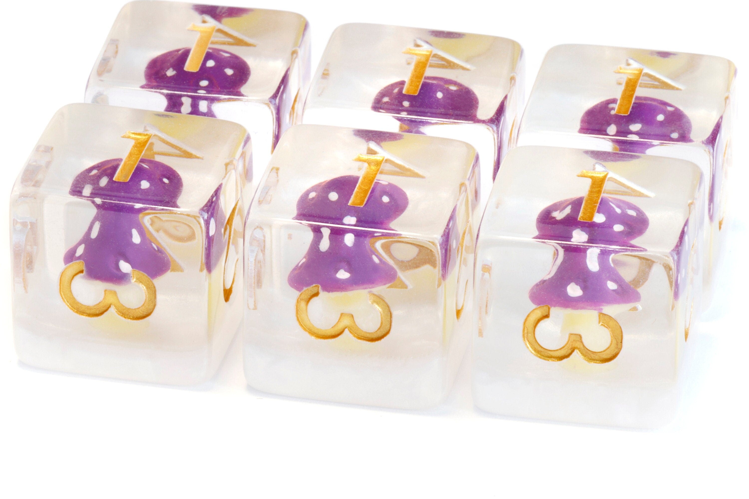 Purple Mushrooms D6 dice